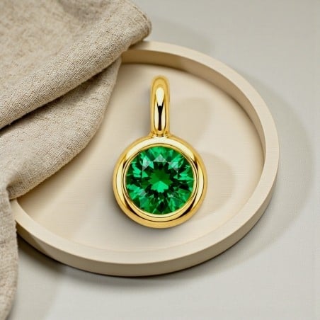 Ciondolino punto luce mini in ottone dorato con zircone verde 3x5mm 2 pezzi Gioie d'Oriente