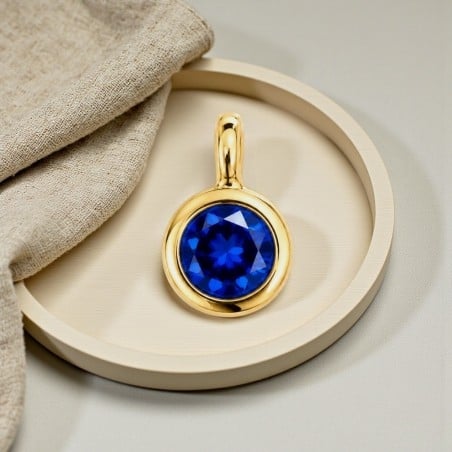Ciondolino punto luce mini in ottone dorato con zircone blu 3x5mm 2 pezzi Gioie d'Oriente