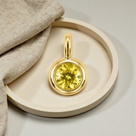 Ciondolino punto luce mini in ottone dorato con zircone topazio 3x5mm 2 pezzi Gioie d'Oriente