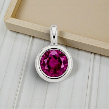 Ciondolino punto luce mini in ottone argento rodio con zircone fucsia 3x5mm 2 pezzi Gioie d'Oriente