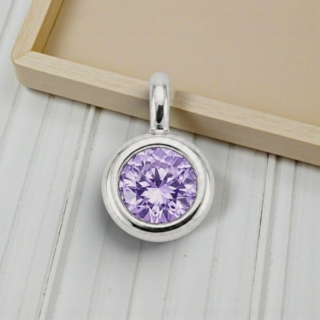 Ciondolino punto luce mini in ottone argento rodio con zircone lilla 3x5mm 2 pezzi Gioie d'Oriente