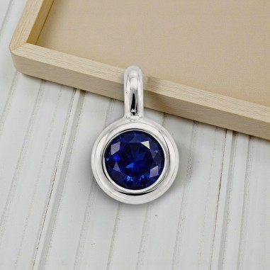 Ciondolino punto luce mini in ottone argento rodio con zircone blu 3x5mm 2 pezzi Gioie d'Oriente