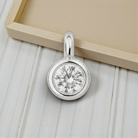 Ciondolino punto luce mini in ottone argento rodio con zircone trasparente 3x5mm 2 pezzi Gioie d'Oriente