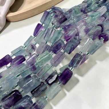 Filo di Pietre dure Fluorite a forma di Cilindro sfaccettato 8x12mm 28pz | GDO