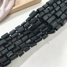 FIlo di Pietra lavica nera a forma di Cilindro sfaccettato 8x12mm 28pz | GDO