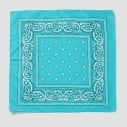 Bandana in cotone, stile vintage, fantasia turchese, 55x55cm, marchio Gioie d'Oriente