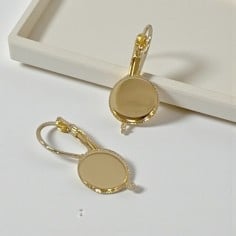 Monachelle in ottone dorato con castone tondo 12mm da smaltare e anellina inferiore 1 paio | GDO 2