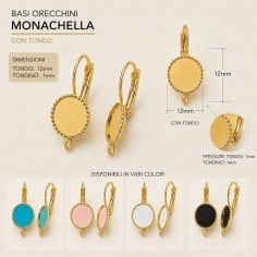 Monachelle in ottone dorato con castone tondo 12mm da smaltare e anellina inferiore 1 paio | GDO