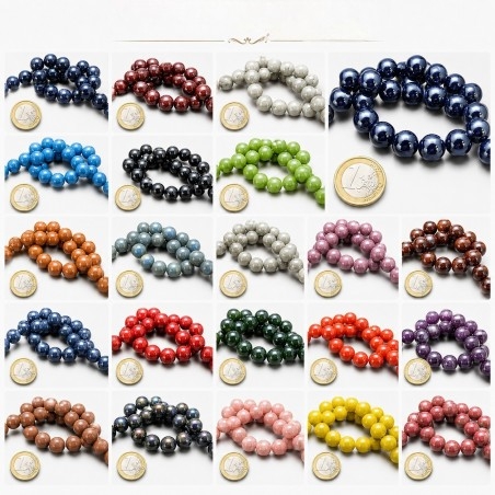 Filo di perle rotonde in ceramica smaltata 16-18 mm 22pz Gioie d'Oriente