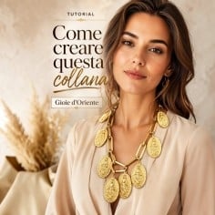 Kit collana con medaglie sacre dorate e catena maxi oro stile moderno Gioie d'Oriente