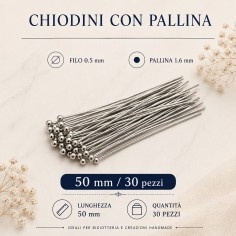 Spilli testa pallina ottone colore Argento rodiato filo 0.5mm per bigiotteria misure assortite 2