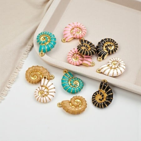 Ciondolo a forma di Conchiglia smaltata in Acciaio dorato 15x21mm 1pz - Vari colori | GDO