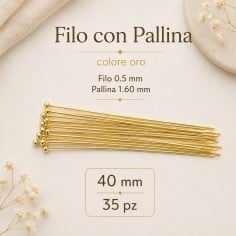 Spilli testa pallina Oro in ottone filo 0.5mm per bigiotteria misure da 20mm a 80mm GDO 2