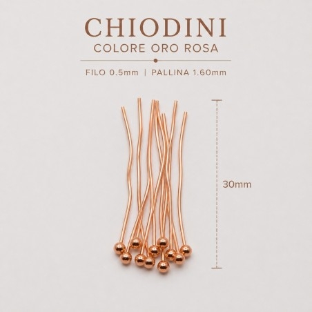 Chiodini con testa a Pallina Oro rosa 0.5mm in ottone 30mm | GDO