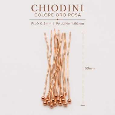 Chiodini con testa a Pallina Oro rosa 0.5mm in ottone 50mm | GDO