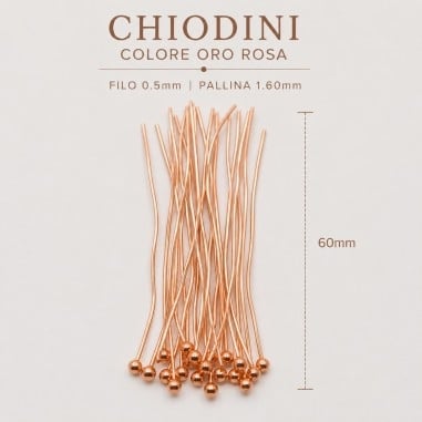 Chiodini con testa a Pallina Oro rosa 0.5mm in ottone 60mm | GDO