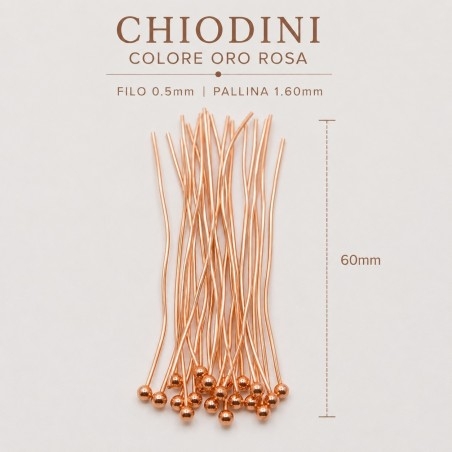 Chiodini con testa a Pallina Oro rosa 0.5mm in ottone 60mm | GDO