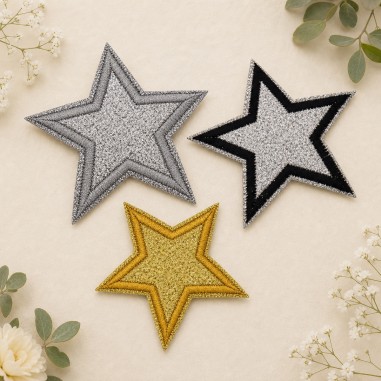 Toppa termoadesiva stella in poliestere 65 mm colori assortiti Gioie d'Oriente