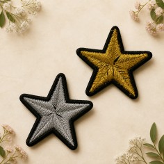 Patch termoadesiva stella oro e argento 5 cm, 1 pz Gioie d'Oriente