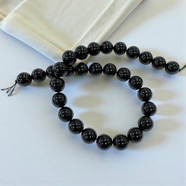 Filo di perle rotonde in resina sintetica nero 16mm | GDO