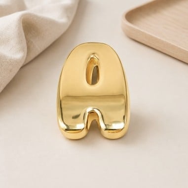 Distanziatore Lettera iniziale A bombata in ottone dorato 15x20mm vuoto all'interno foro 3.5x14mm 1pz | GDO