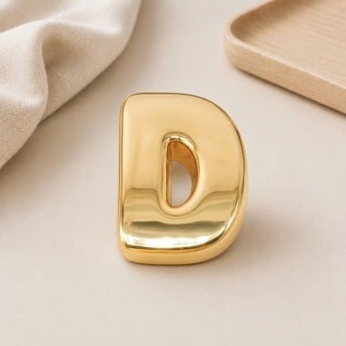 Distanziatore Lettera iniziale D bombata in ottone dorato 15x20mm vuoto all'interno foro 3.5x14mm 1pz | GDO