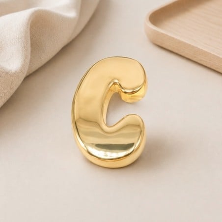 Distanziatore Lettera iniziale C bombata in ottone dorato 15x20mm vuoto all'interno foro 3.5x14mm 1pz | GDO