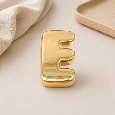Distanziatore Lettera iniziale E bombata in ottone dorato 15x20mm vuoto all'interno foro 3.5x14mm 1pz | GDO