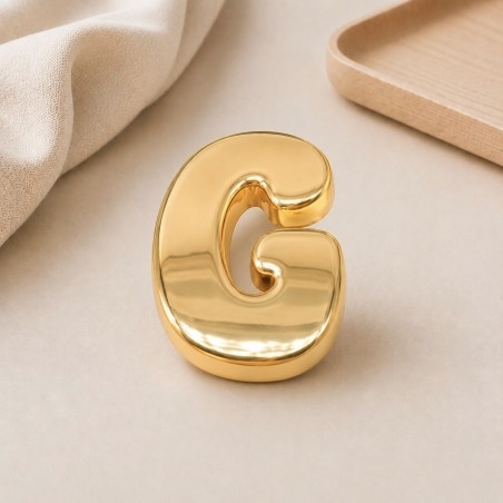Distanziatore Lettera iniziale G bombata in ottone dorato 15x20mm vuoto all'interno foro 3.5x14mm 1pz | GDO