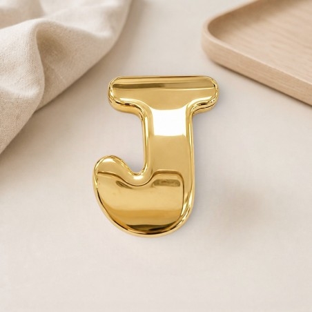 Distanziatore Lettera iniziale J bombata in ottone dorato 15x20mm vuoto all'interno foro 3.5x14mm 1pz | GDO