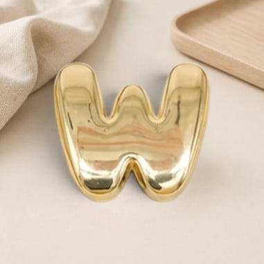 Distanziatore Lettera iniziale W bombata in ottone dorato 15x20mm vuoto all'interno foro 3.5x14mm 1pz | GDO