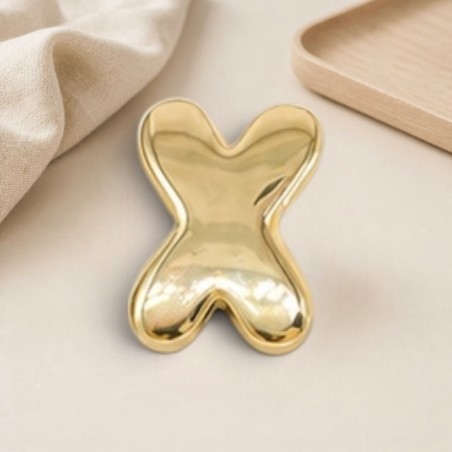 Distanziatore Lettera iniziale X bombata in ottone dorato 15x20mm vuoto all'interno foro 3.5x14mm 1pz | GDO