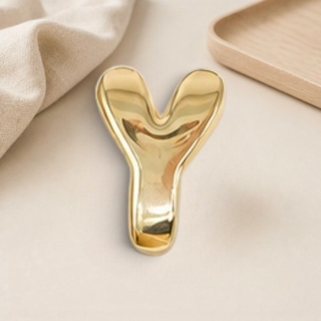 Distanziatore Lettera iniziale Y bombata in ottone dorato 15x20mm vuoto all'interno foro 3.5x14mm 1pz | GDO