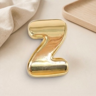 Distanziatore Lettera iniziale Z bombata in ottone dorato 15x20mm vuoto all'interno foro 3.5x14mm 1pz | GDO