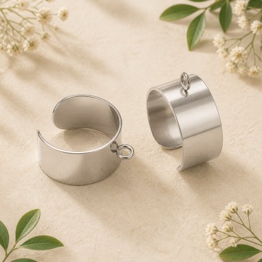 Base anello regolabile in Acciaio inox con anella 1pz - Varie larghezze - Gioie d'Oriente