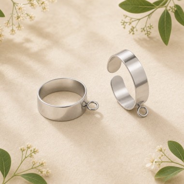 Base anello regolabile in Acciaio inox con anella 1pz - Varie larghezze - Gioie d'Oriente