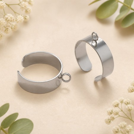 Base anello regolabile in Acciaio inox con anella 1pz - Varie larghezze - Gioie d'Oriente