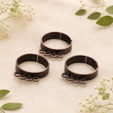 Base anello regolabile in ottone con 4 anelle per charms 1pz - Gioie d'Oriente