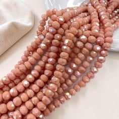 Filo di Mezzi Cristalli Cipria Rosa AB Rondelle sfaccettate 3x4mm 105pz | GDO