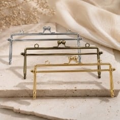 Chiusura borsa clic clac da cucire colore oro 20cm con 2 anelle per tracolla Gioie d'Oriente