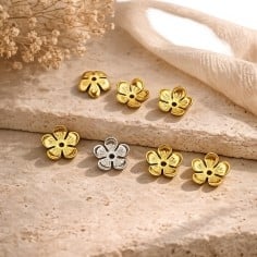 Copriperle fiore in acciaio inox 12mm per creazione bijoux, finitura acciaio, confezione 20 pezzi gioiedoriente