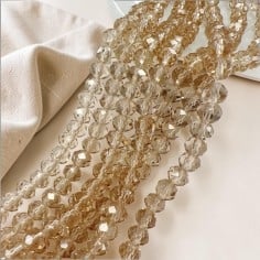 Filo di Mezzi Cristalli Beige trasparente Rondelle sfaccettate 4.5x6mm filo 80pz | GDO