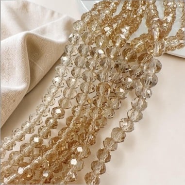 Filo di Mezzi Cristalli Beige trasparente Rondelle sfaccettate 4.5x6mm filo 80pz | GDO