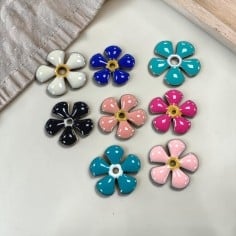 Ciondolo Fiore smaltato in ottone con foro centrale 12mm - Vari colori | GDO