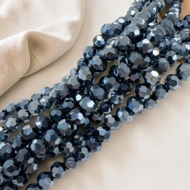 Perline sfaccettate tonde di Cristalli colore Jet Hematite 6mm | GDO