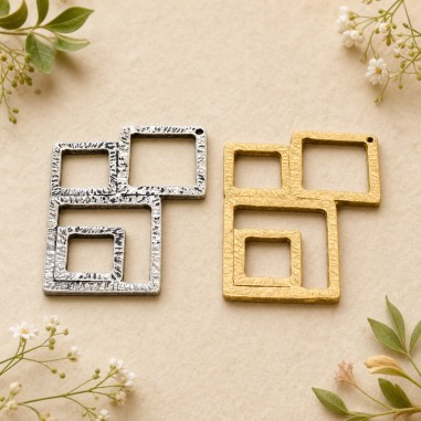 Ciondolo in zama pendente oro e argento 44 x 34 mm 1 pz Gioie d'Oriente