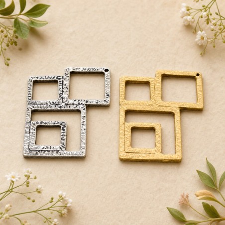Ciondolo in zama pendente oro e argento 44 x 34 mm 1 pz Gioie d'Oriente
