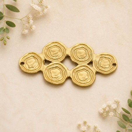 Ciondolo connettore doppio trifoglio in zama oro e argento 42 x 21 mm 2pz Gioie d'Oriente