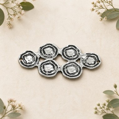 Ciondolo connettore doppio trifoglio in zama oro e argento 42 x 21 mm 2pz Gioie d'Oriente