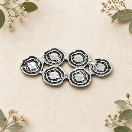 Ciondolo connettore doppio trifoglio in zama oro e argento 42 x 21 mm 2pz Gioie d'Oriente
